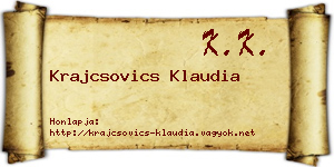 Krajcsovics Klaudia névjegykártya